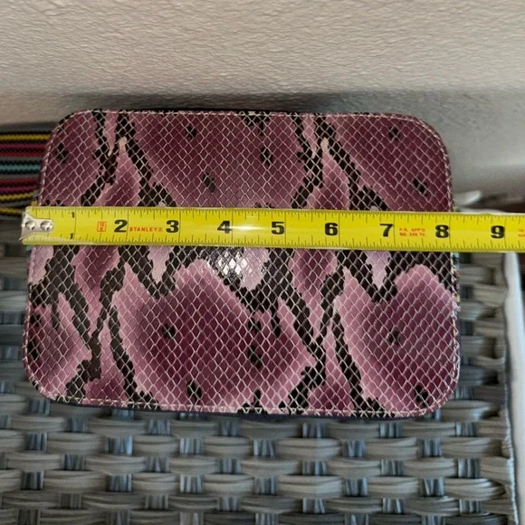 Consuela Crossbody Bag – Pink Python Print & Black Canvas with Rainbow Strap - Picture 12 of 17